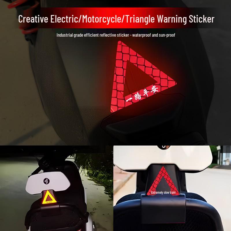 Reflective Triangle Warning Sticker for Electric Motorcycle Helmet