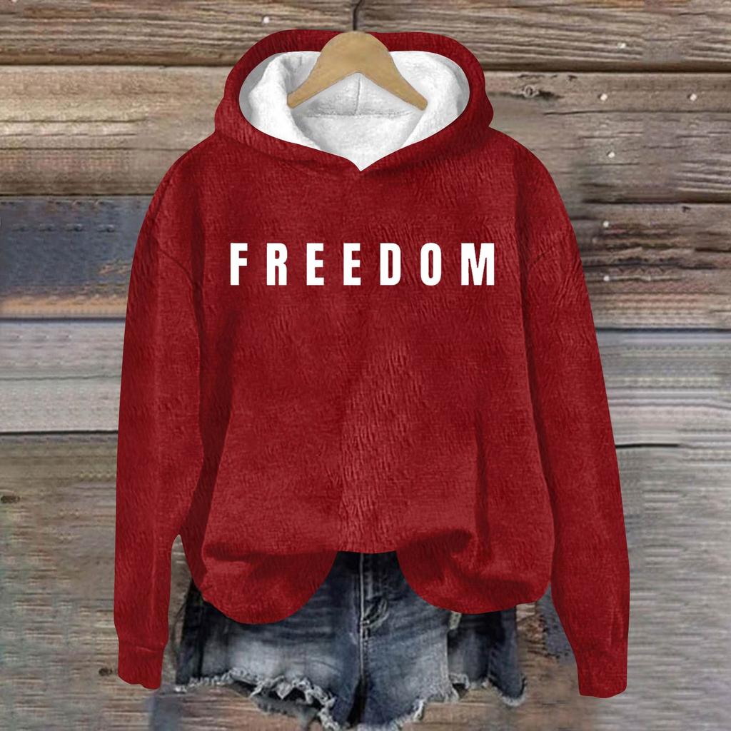 Ladies Fashion Casual Long Sleeve Printed Round Neck Hoodie Pullover Top