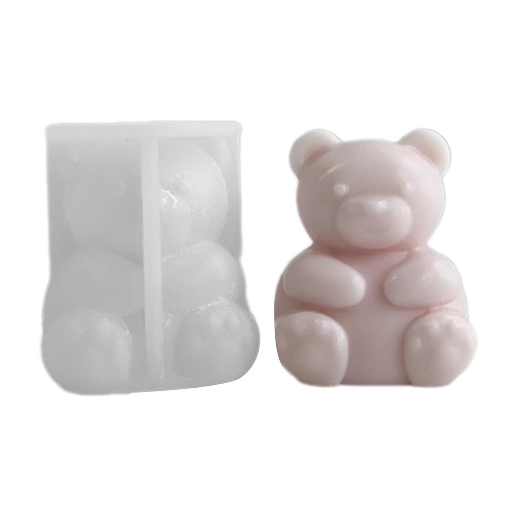 Cute Bear Silicone Candle Mold DIYs Handmade Soap Plaster Ice Cube Baking Mould Scented Candle Making for Birthday Party