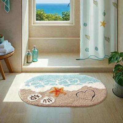 Tapis de Bain en Fausse Cachemire avec Technologie de Séchage Rapide Tapis de Sol Antidérapant Tapis Super Absorbant Pour Décorations de Salle de Bain Chambre à Coucher