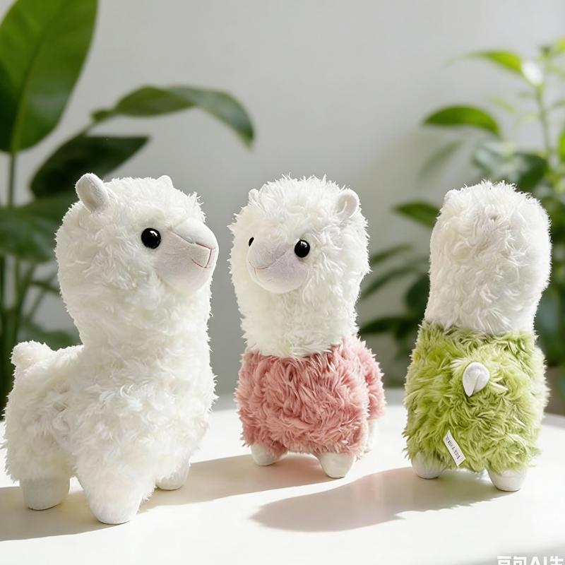 Kawaii Alpaca Plush Toy Cartoon Sheep Stuffed Animals Soft Doll Pink Green Alpaca Kids Children Hug Sleep Gift Home Office Decor