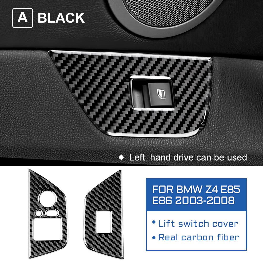 

Наклейка из настоящего углеродного волокна для BMW Z4 E85 E86 2003-2008 автомобиля, переключатель боковой двери, окна, кнопка подъемника, внутренняя отделка Black A