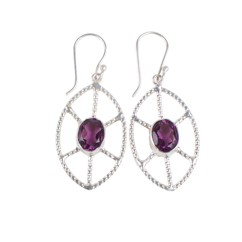 Amethyst Gemstone 925 Sterling Silver Jewelry Handmade Drop/Dangle Earrings2.00" EE-48-7
