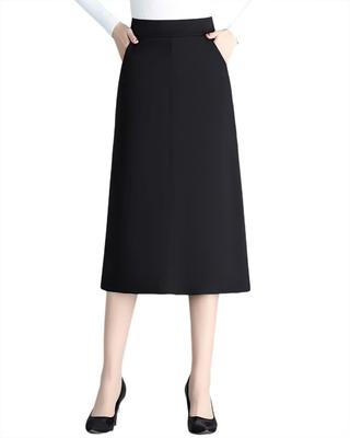 Syvent Plus Tight Back Solid Office Work 12F322 Knee-Length Skirt, Size, Adult, Above-the-Knee, Skirt, Simple, High-Waisted, Slit, Color, Lady,