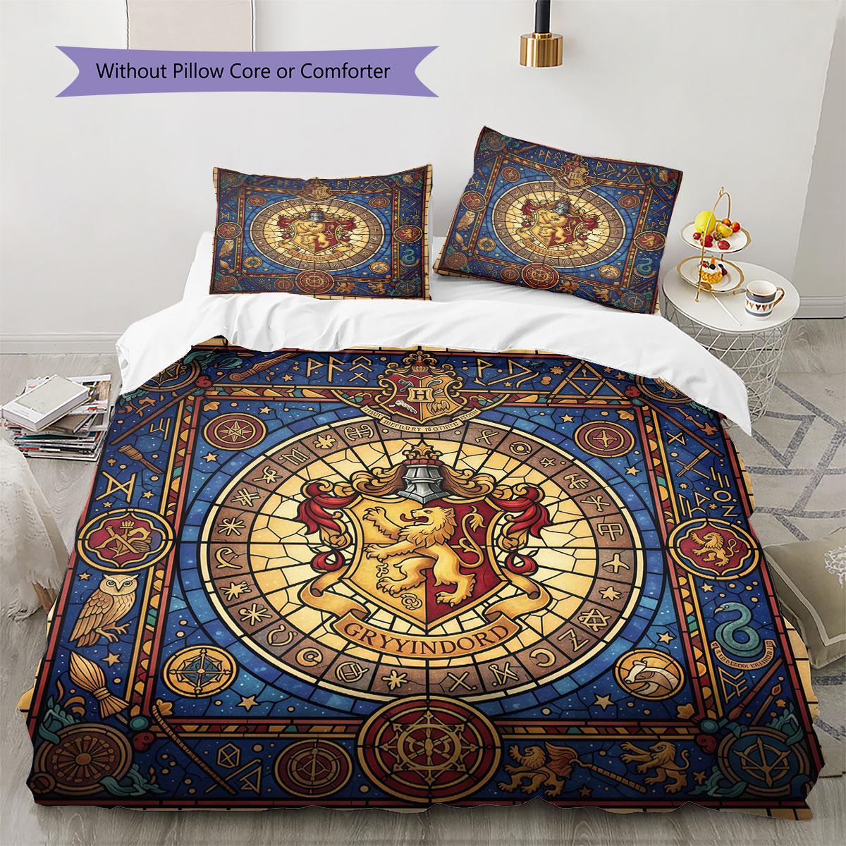 

Gryffindor Pattern Bedding Quilt Set Quilt Cover Pillowcase Home Decoration Birthday Gift (1 * duvet cover + 2 * pillowcase, without core) 140x200cm
