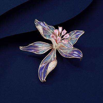 Chinese Style Orchid Brooch High-End Female Exquisite Personality Enamel Color Brooch Niche Design Pin Suit Accessories