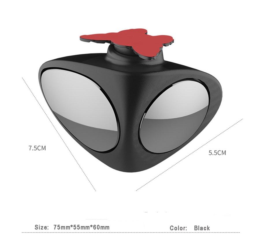 New 2PCS 2 in 1 Car Blind Spot Left Mirror Wide Angle Mirror 360 Rotation Adjustable Convex Rear View Mirror View front wheel Car mirror