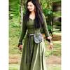 Women's Solid Color Long Sleeve Round Neck Waist Ethnic Style Retro Long Dress Clothes Sale