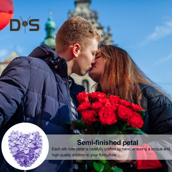 273 Pcs Pre-made Satin Ribbon Rose Petals Handmade Half-Finished Eternal Rose Petal DIY Everlasting Floral Bouquets for Wedding Anniversary Birthday