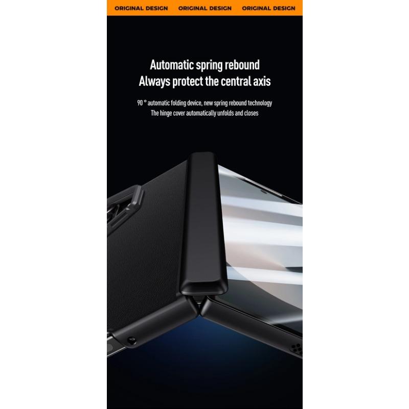 Luxury PU Leather Hard PC Hinge Protection Phone Cover for Samsung Galaxy Z Fold 6 Case with Screen Protector Bracket