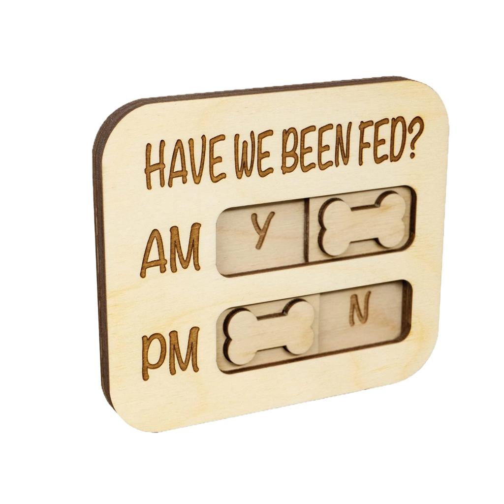 Dog Feeding Reminder, ‘Have I Been Fed?’ Dog Feeding Magnet, Morning/Afternoon Feeding Wooden Reminder Slider