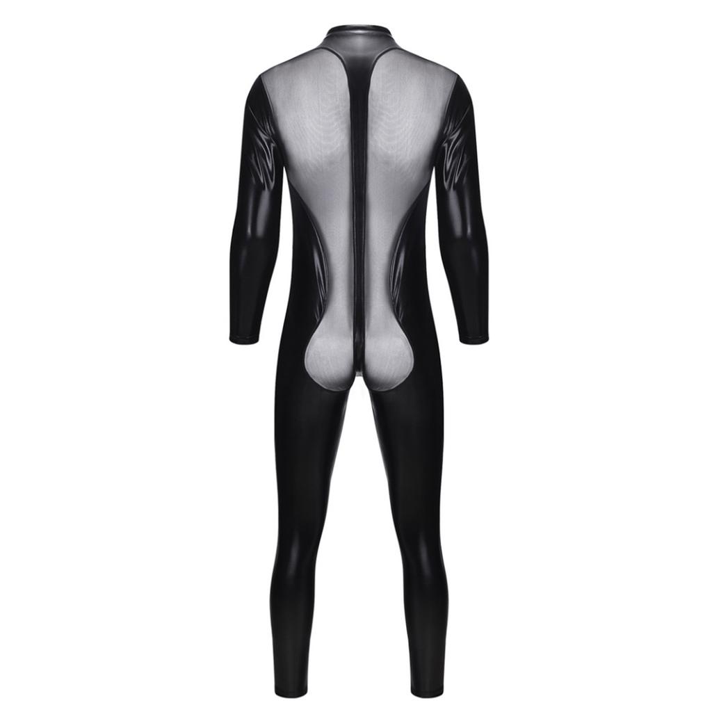 Men's Sexy Underwear Faux Leather See-Through One-Piece Sexy  Outfit