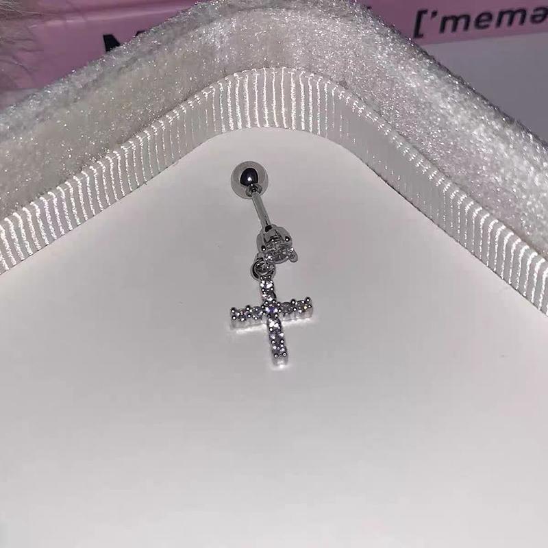 1 Stück Personalisierte Glänzende Kreuz Stecker Ohrringe Für Frauen Mädchen Schlicht Trend Piercing Ohrringe Schmuck Zubehör Geschenke