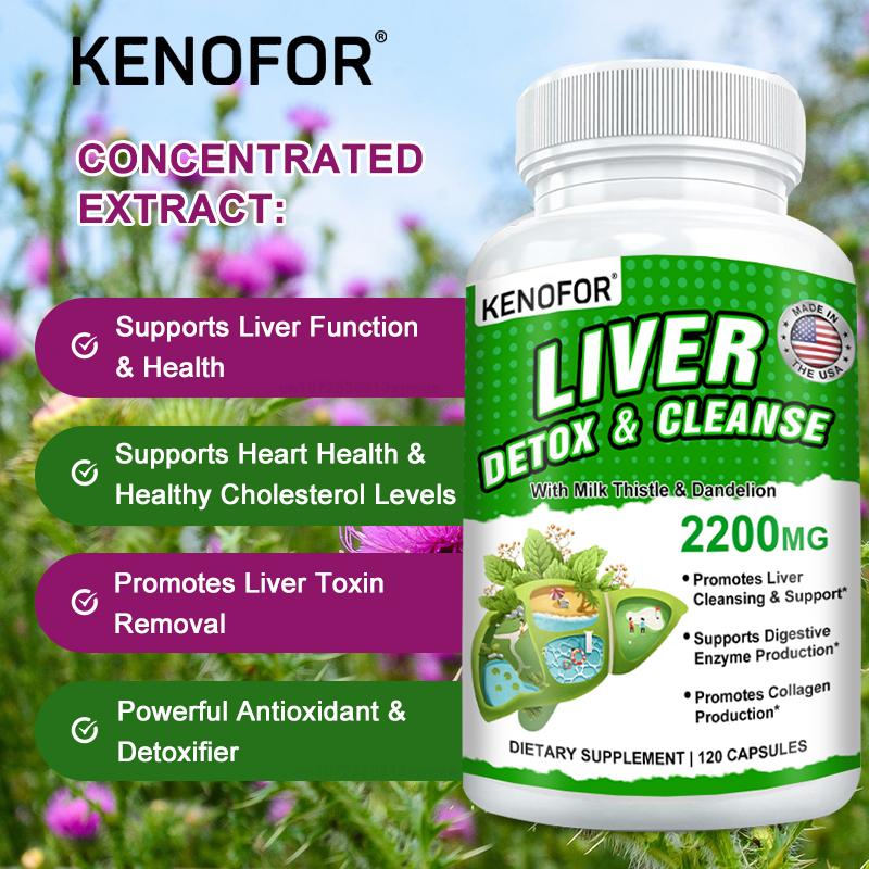 Leberentgiftung & Reinigung 2200 mg mit Mariendistel & Löwenzahn, 120 Nahrungsergänzungskapseln