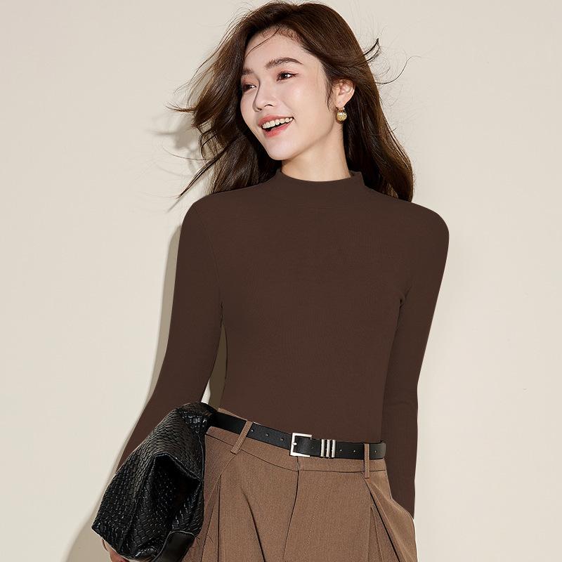 [Cashmere Protein Base Shirt] Half Turtleneck Base Shirt for Women, Autumn and Winter Inner Wear, Stylish and Wearable Outside, Slim Fit Long Sleeve