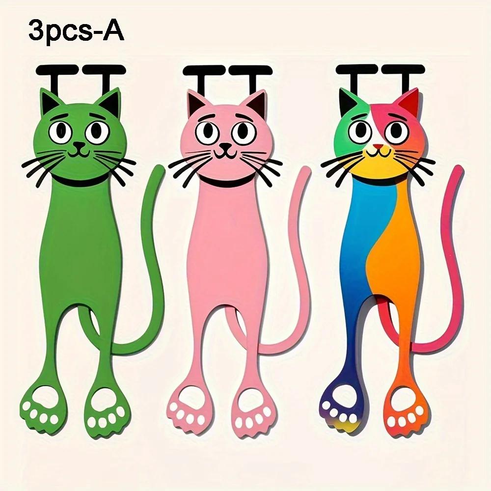 3PCS Creative Hollow Acrylic Flat Cat Bookmark Student Cartoon Animal Bookmark Cute Cat Bookmark Notebook