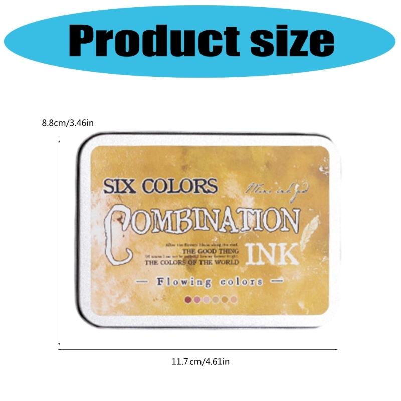 6 Pcs Ink Pad Set Flowing Colors Series Combination Inkpad School Supplies for Kids Adults Crafting Projects