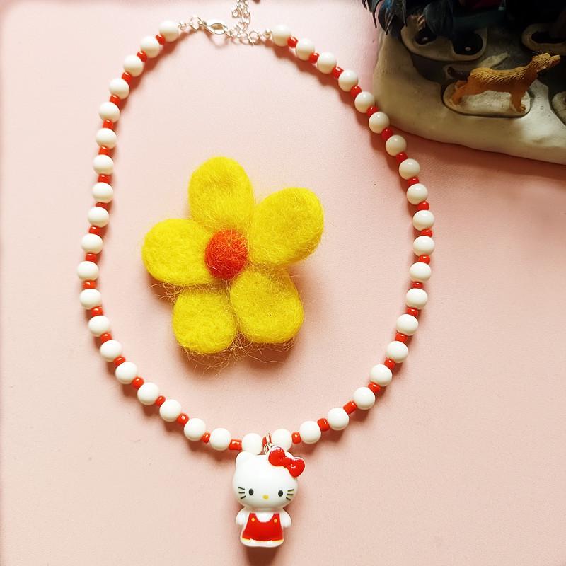 Fashionable KT Cat Acrylic Bead Necklace for Kids