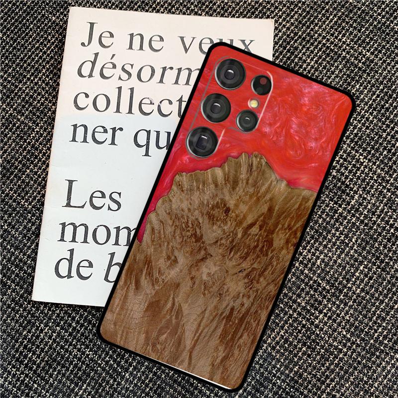 Traveler Protective Wood Resin Case For Samsung Galaxy S24 S25 Ultra S20 S21 S22 S23 Ultra S9 S10 Plus S25 FE Back Cover