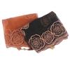 Elegant Rose Embroidered Square Scarf Women Lightweight Headwrap Breathable Neck Wrap