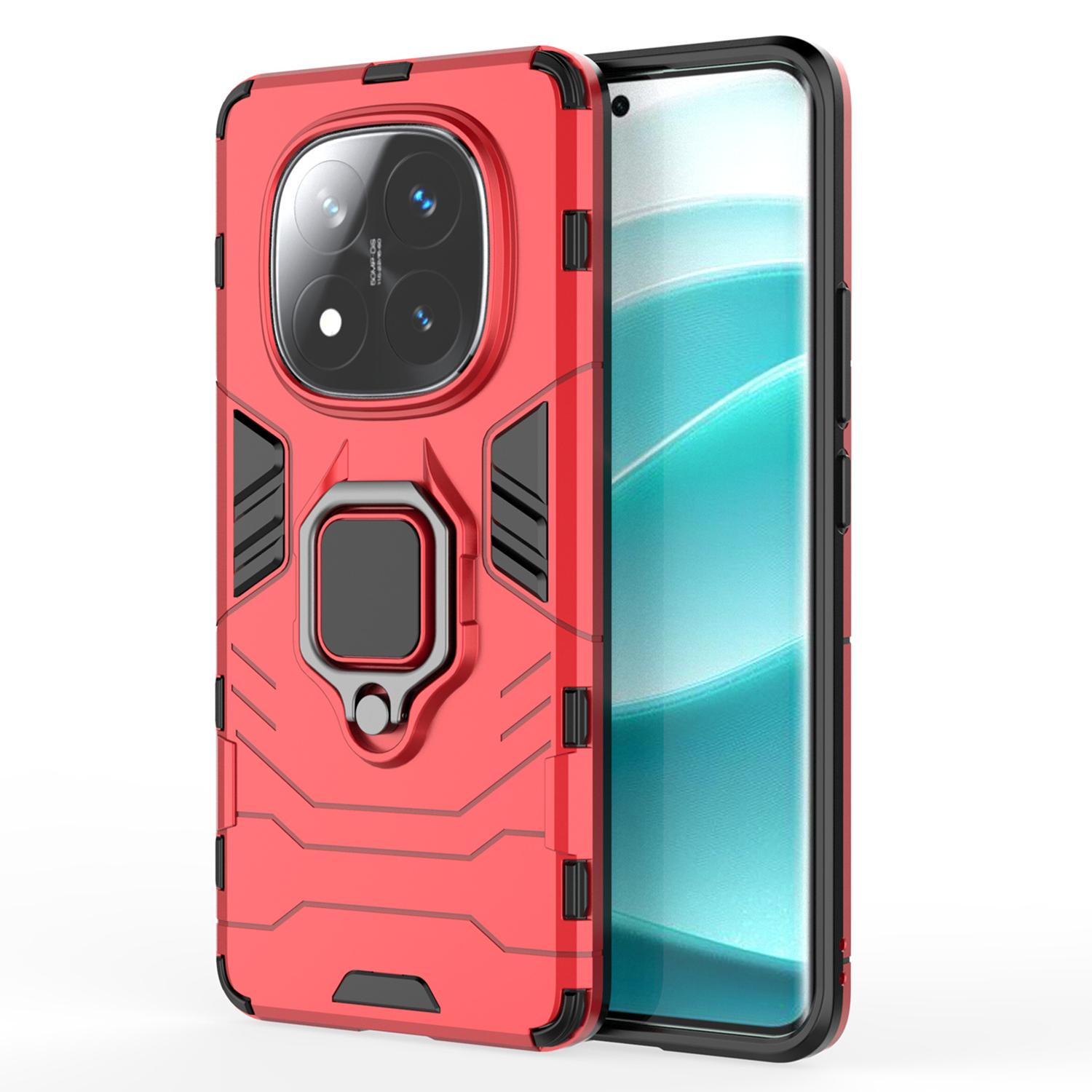 

For Xiaomi Redmi Note 14 Pro+ 5G Case PC+TPU Protective Phone Cover with Ring Kickstand Red