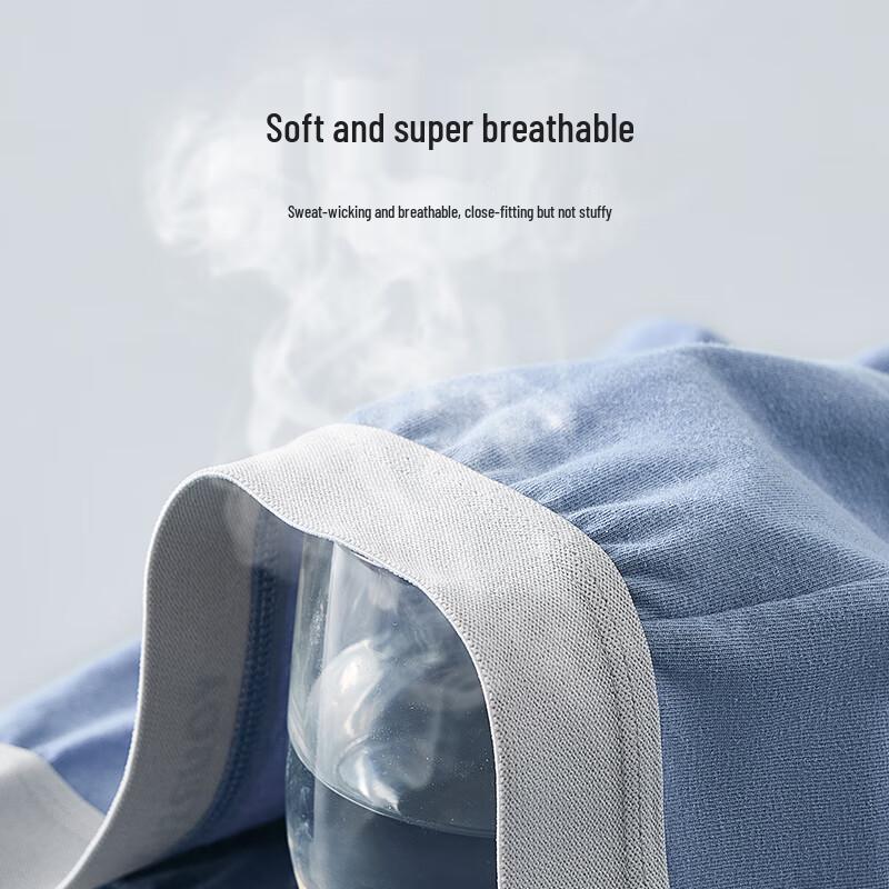 Yiershuang Men's Antibacterial Cotton Boxer Briefs 4-Pack