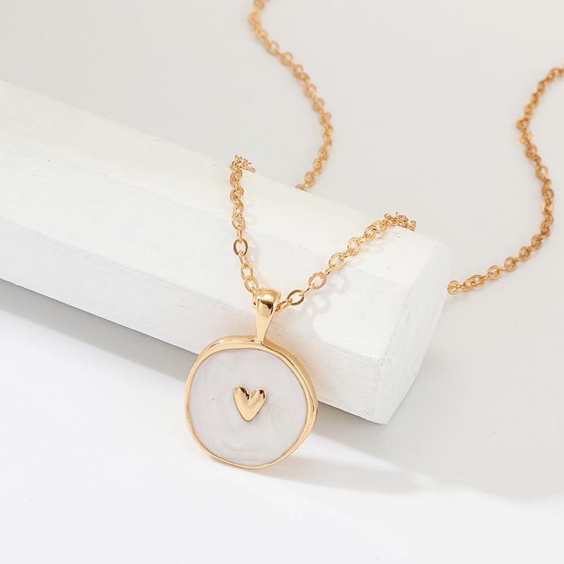 Modische Halskette mit Tropfenanhänger aus Legierung, Öl, Herz, Mond und Blitz, elegant, süß, rund, Partyschmuck für Damen, Geschenk