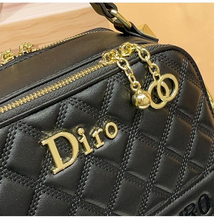 Shiling 2025 Handtasche & Umhängetasche für Damen mit schwarzem Diamantmuster aus Leder