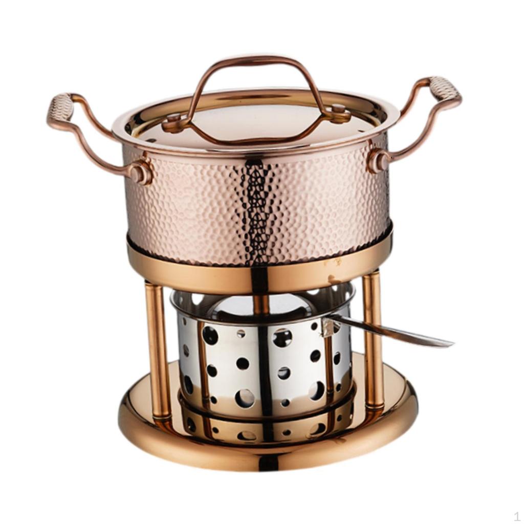 Alcohol Stove Pot Ramen Stainless Steel Kitchen Cookware Shabu Camping Cooker for