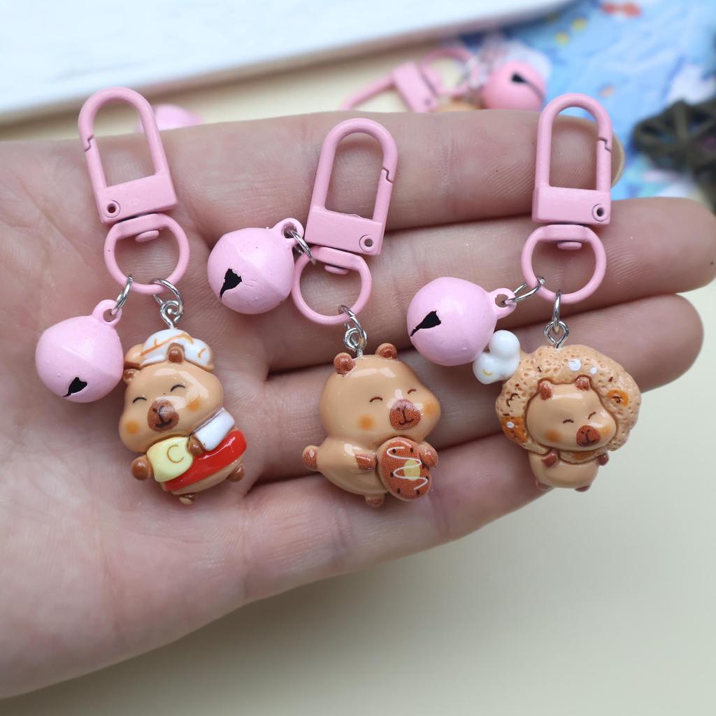 Cartoon Resin Bell Keychain and Bag Charm Pendant - Couple Ornament Gift