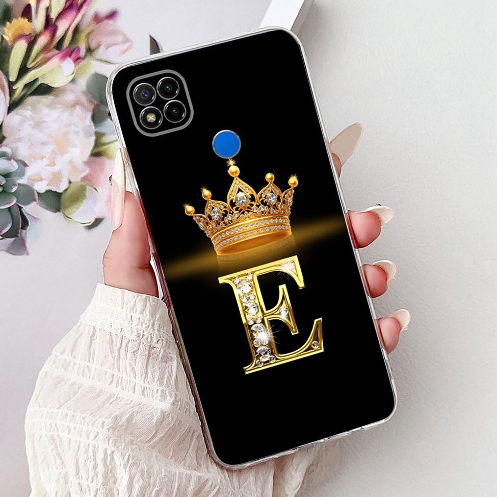 Clear Casing For Redmi 9C NFC Cover Redmi 9C Case Transparent Fashion Luxury A-Z Letters Crown Soft TPU Phone Case