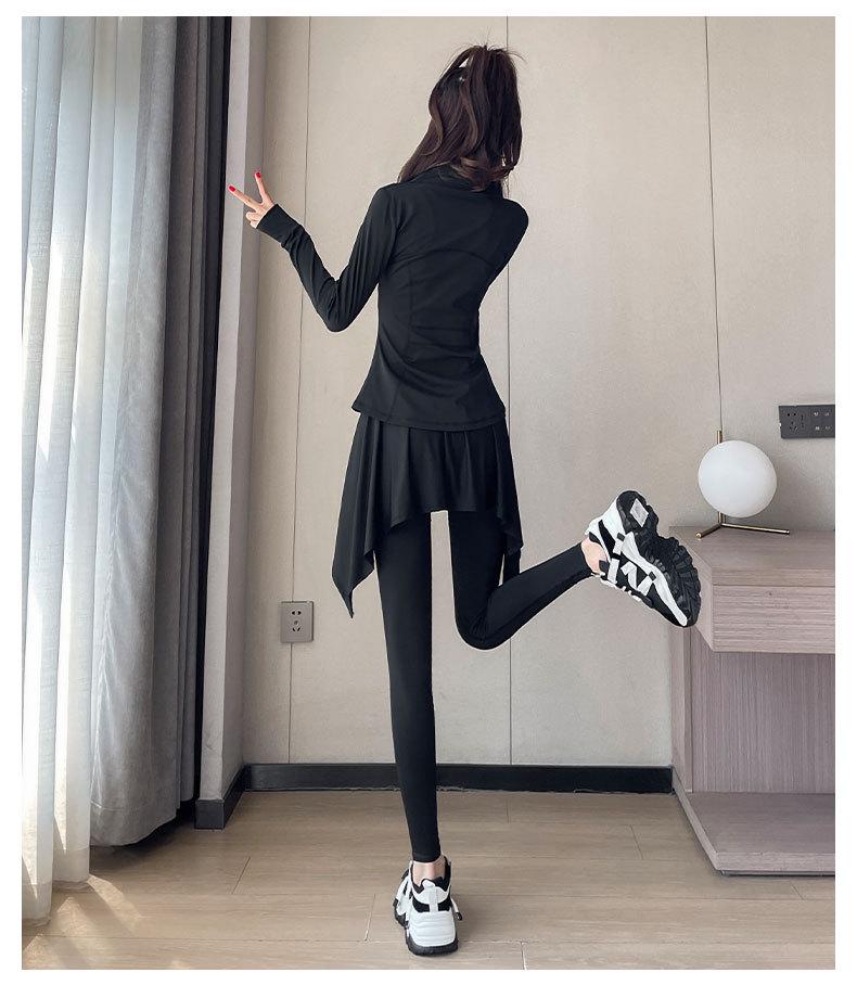 Women's Plus Size Quick-Dry Yoga Skirt-Pants, Anti-Exposure, Autumn Fitness Long Pants