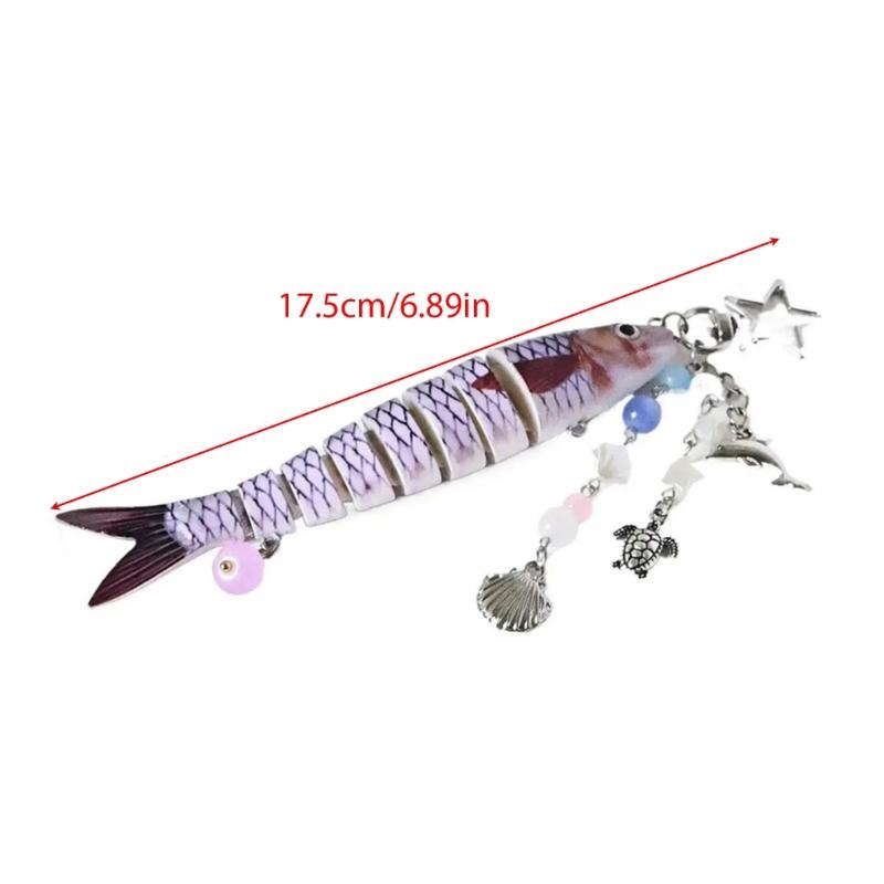 Multicolor Beadwork Fish Key Holder Swimbait Mobile Phone Lanyard Handmade Keyring Decoration Bag Accessory for Women