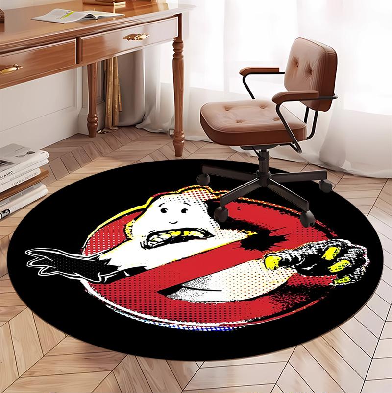 Ghostbusters Pattern Round Rug, Indoor/Outdoor Mat, for Picnic, Gameroom, Bedroom, Office, Living Room, Home Decor Carpet, Birthday Gift