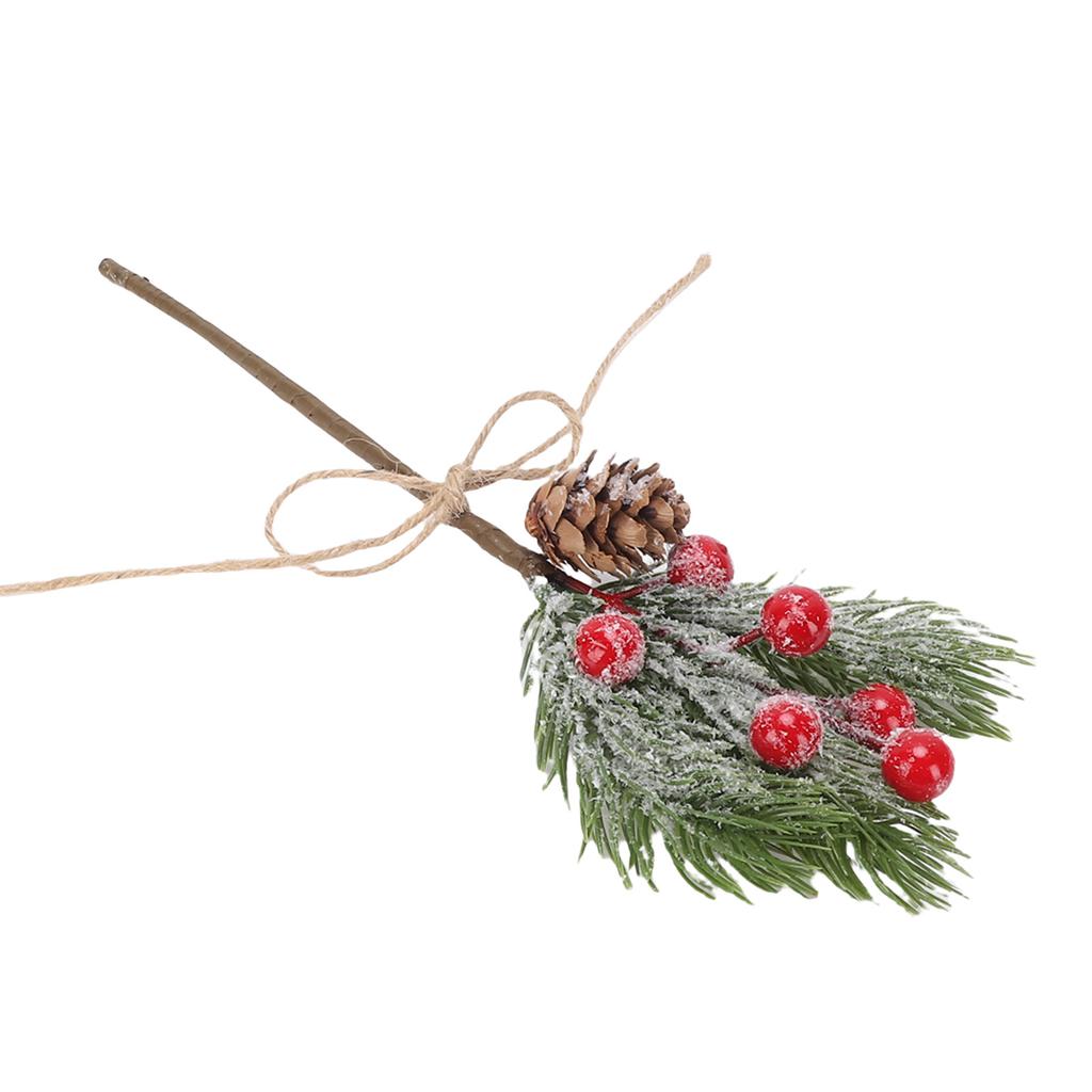 10pcs Artificial Berry Branches Pine Cones Holly Stem Craft Winter Holiday Pine Picks for Crafts Xmas Tree Ornaments