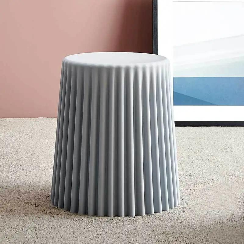 Creative Nordic Plastic Stool Thickened Round Stools for Living Room Fashionable Beautiful Corrugated Bucket Cut Surface Stool