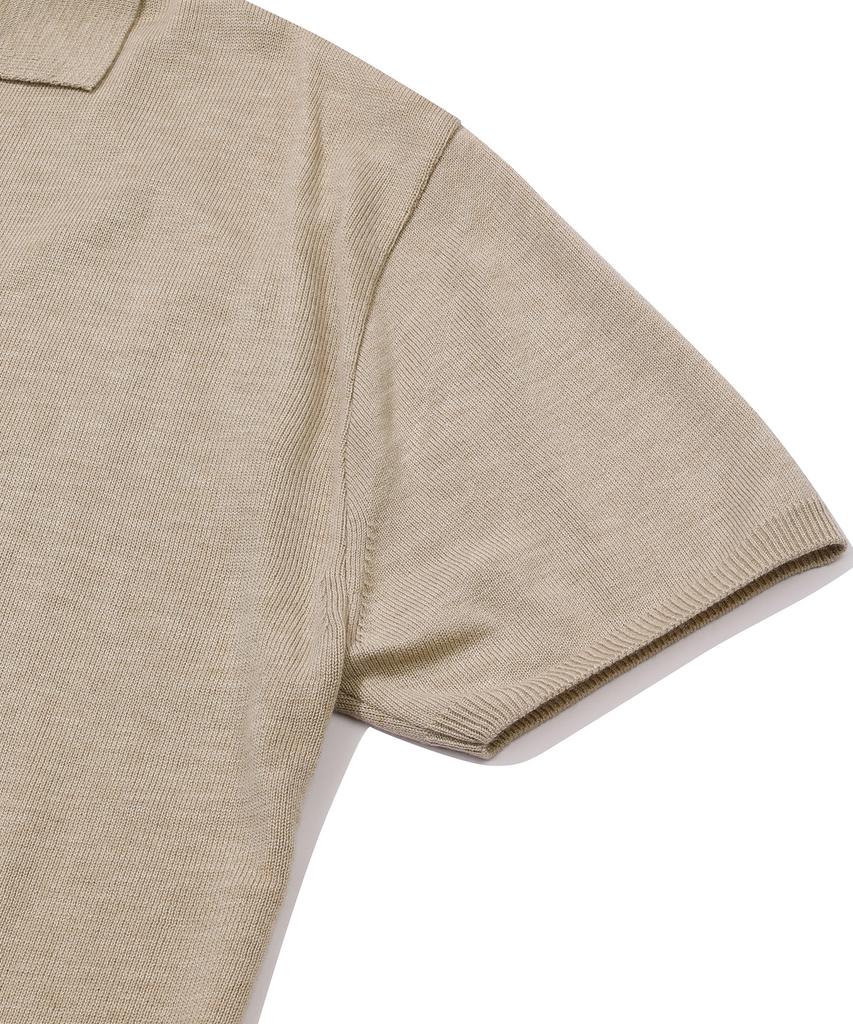 GNOK Silk Collared Short Sleeve Knit [Beige]