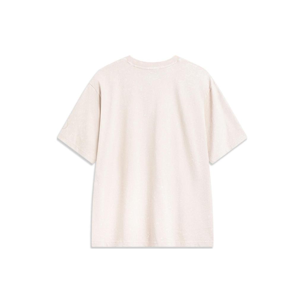 Li-Ning Letter Print Loose Short Sleeve Drop Shoulder T-Shirt Unisex Tops Moonlight-Gray AHST607-2