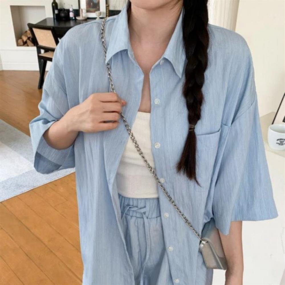New ArrivalS Open Run Women S Box Fit Pleated Short Sleeve blouSe And ShortS Set