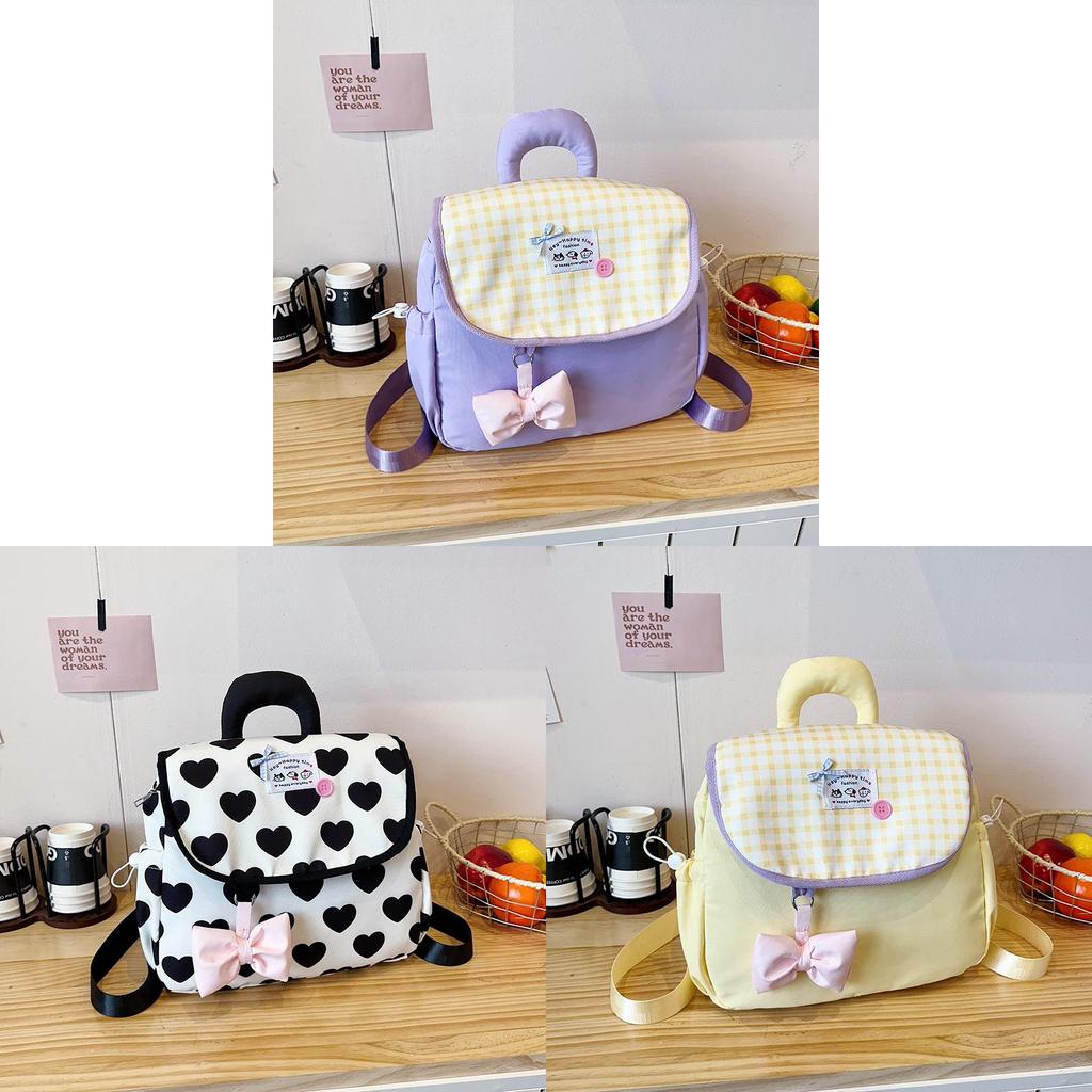 Oxford Fabric Heart Shaped Backpack With Striped Pattern For Casual Daily Use
