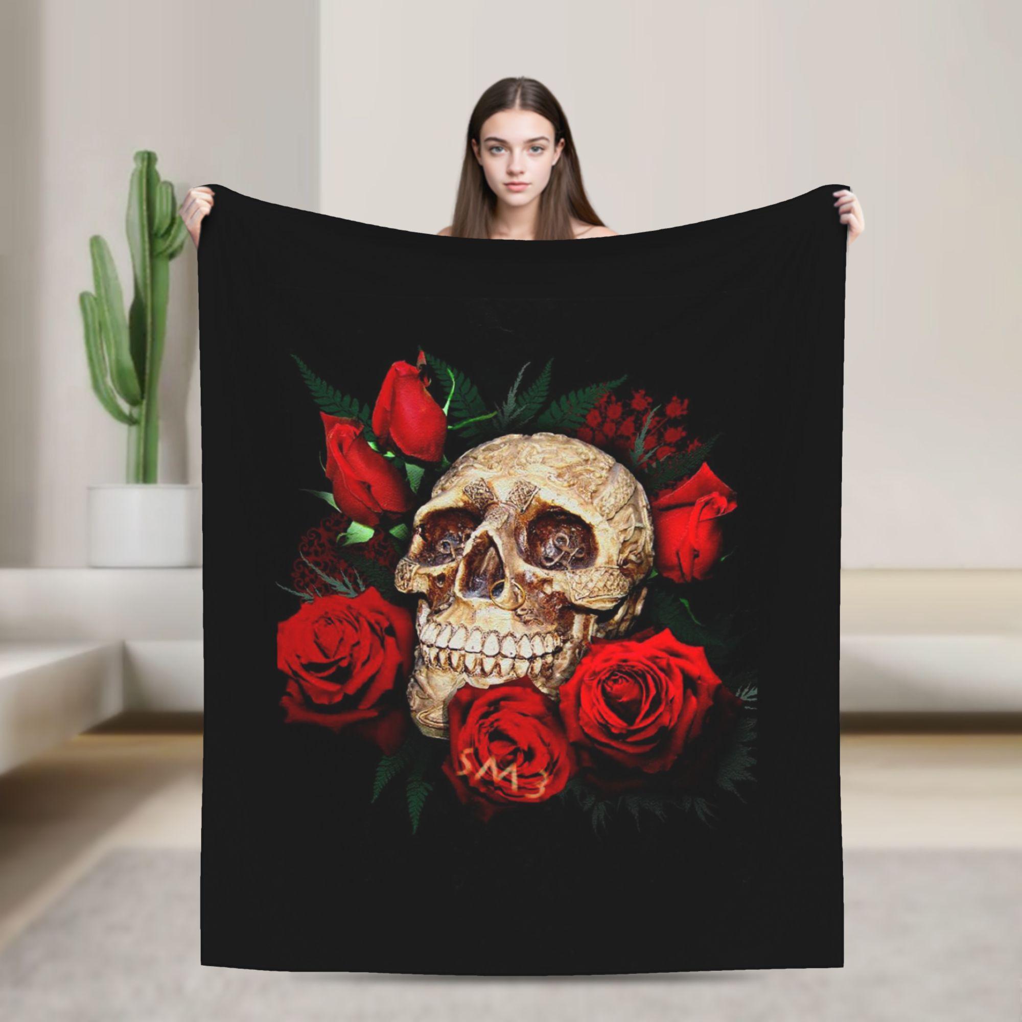 

Sugar Skull Fleece Blanket Mexican Style Awesome Throw Blanket for Home Hotel Sofa 150*125cm Bedspread 100x150cm