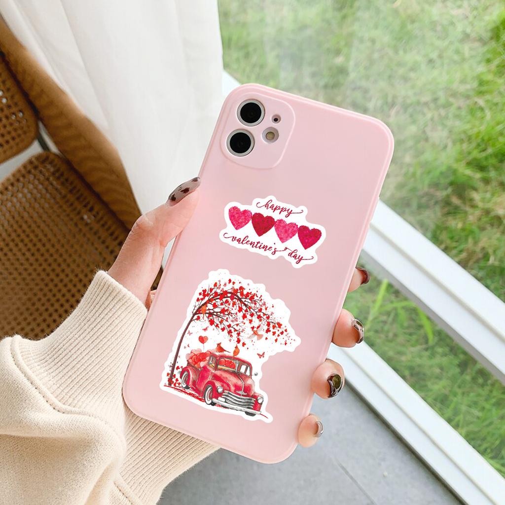 50 PCS Valentine Sweet Stickers Set - Romantic Heart Decals for Notebook, Gifts, DIY Decor