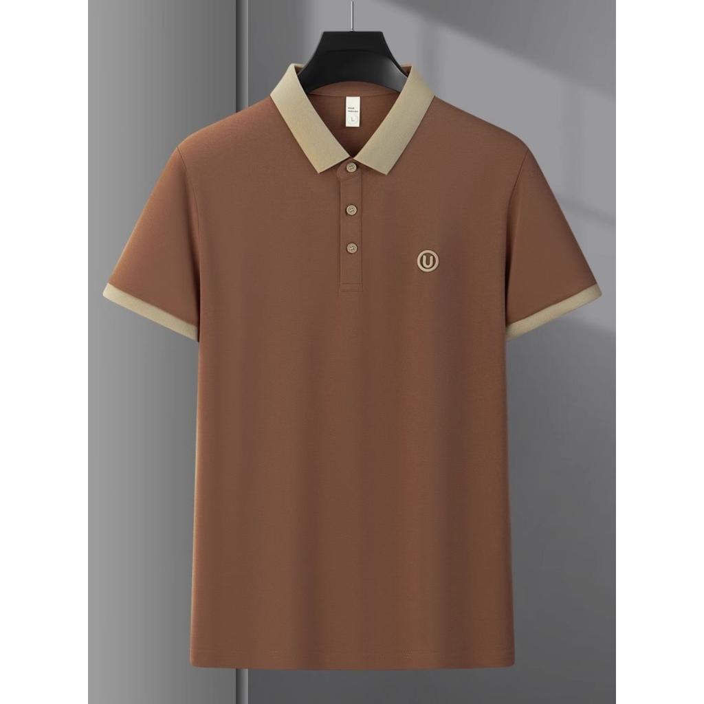 Men's Casual Shirt - Short Sleeved Summer Top, Ribbed Collar and Cuffs Design, Breathable Elastic Fabric, Regular Fit