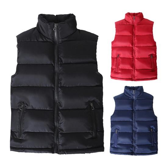 Men Waistcoat Stand Collar Sleeveless Vest Coat with Pockets Zipper Closure Warm Comfortable