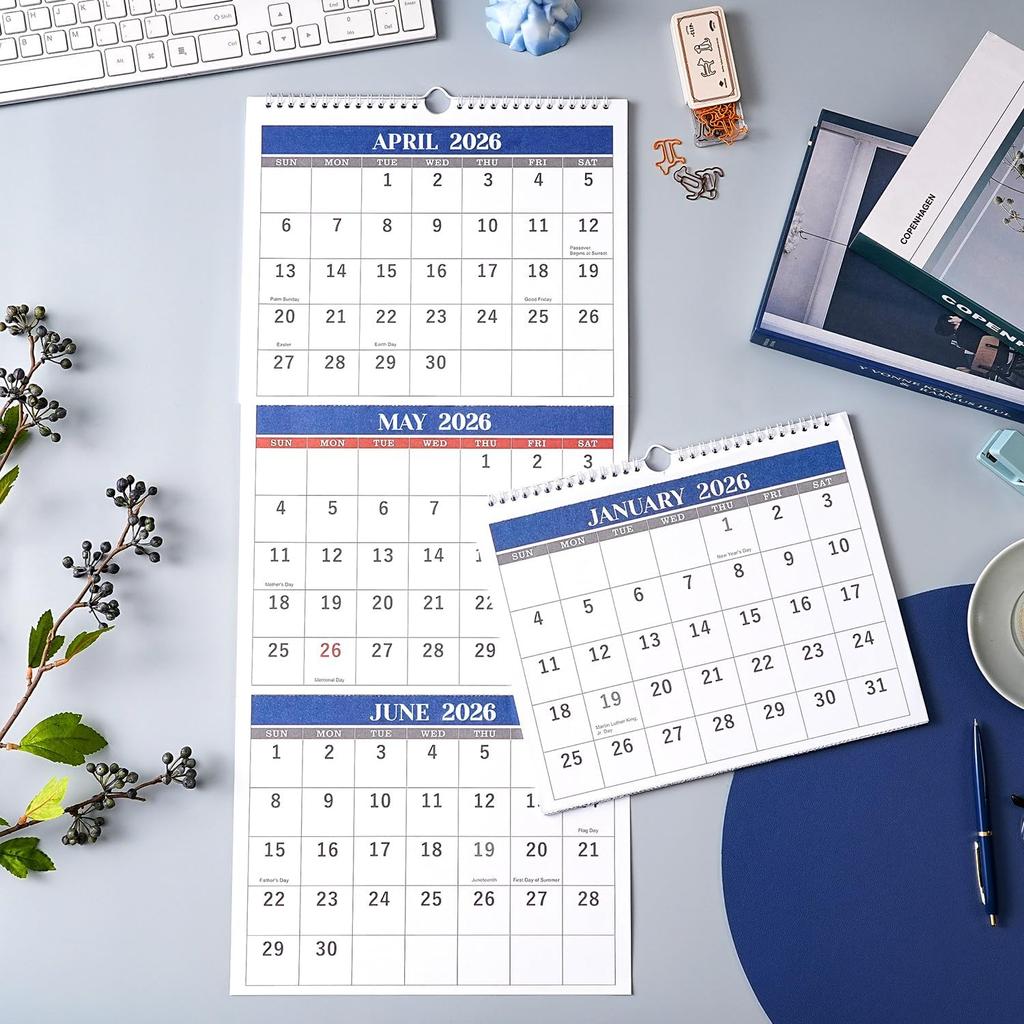 2026 Wall Calendar - 3 Month Wall Calendar Vertical 2026 (Folded In a Month), Dec.2025 - Jan.2027, 11" X 26", Calendar 2026, 3-Month Display Calendar