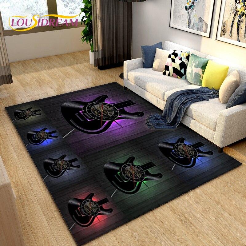 Classical Guitar Electric Guitar Bass Area Rug,Carpet Rug for Living Room Bedroom Decoration Kids Play Soft Non-slip Floor Mats