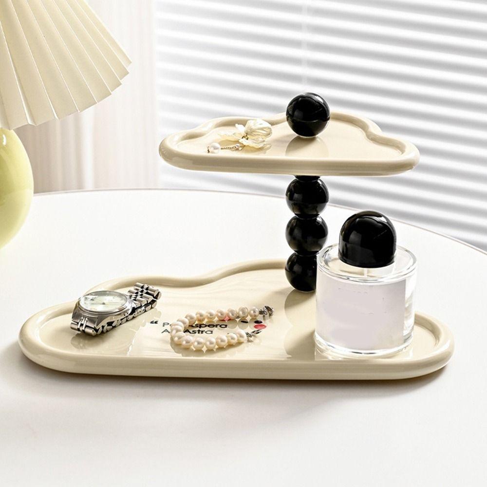 Multifunctional Cloud Shape Double Layer Trays Decorative Large Capacity Key Sundry Storage Tray Plastic Storage Rack Desktop