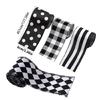 Crafting Ribbon For Holiday Decorations Gift Bowknot Christmas Tree Ornament Durable Polyester Fabric Black White Design