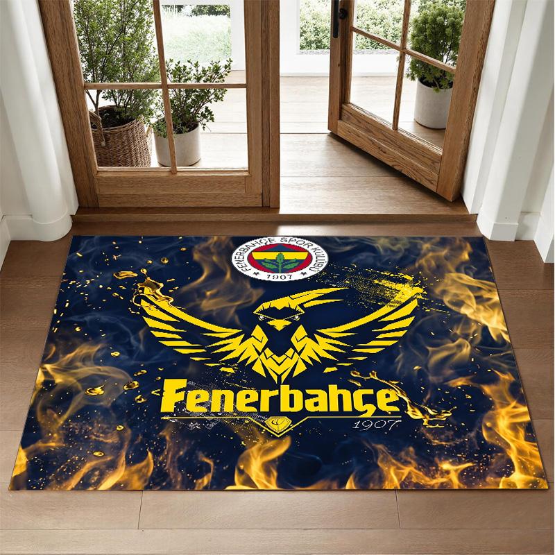 Fenerbahçe FC Design Crystal Velvet Rug Soft Decorative Mat for Bedroom Entrance