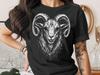 Occult Ram Head T-Shirt, Dark Art Goth Graphic Tee, Satanic Goat Metalcore Grunge Shirt, Macabre Witchy Apparel Gift